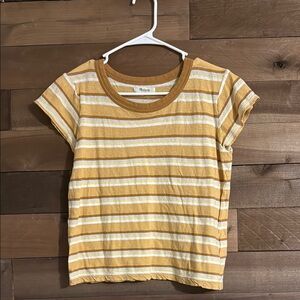 Madewell Yellow and White Striped Short Sleeve Tee